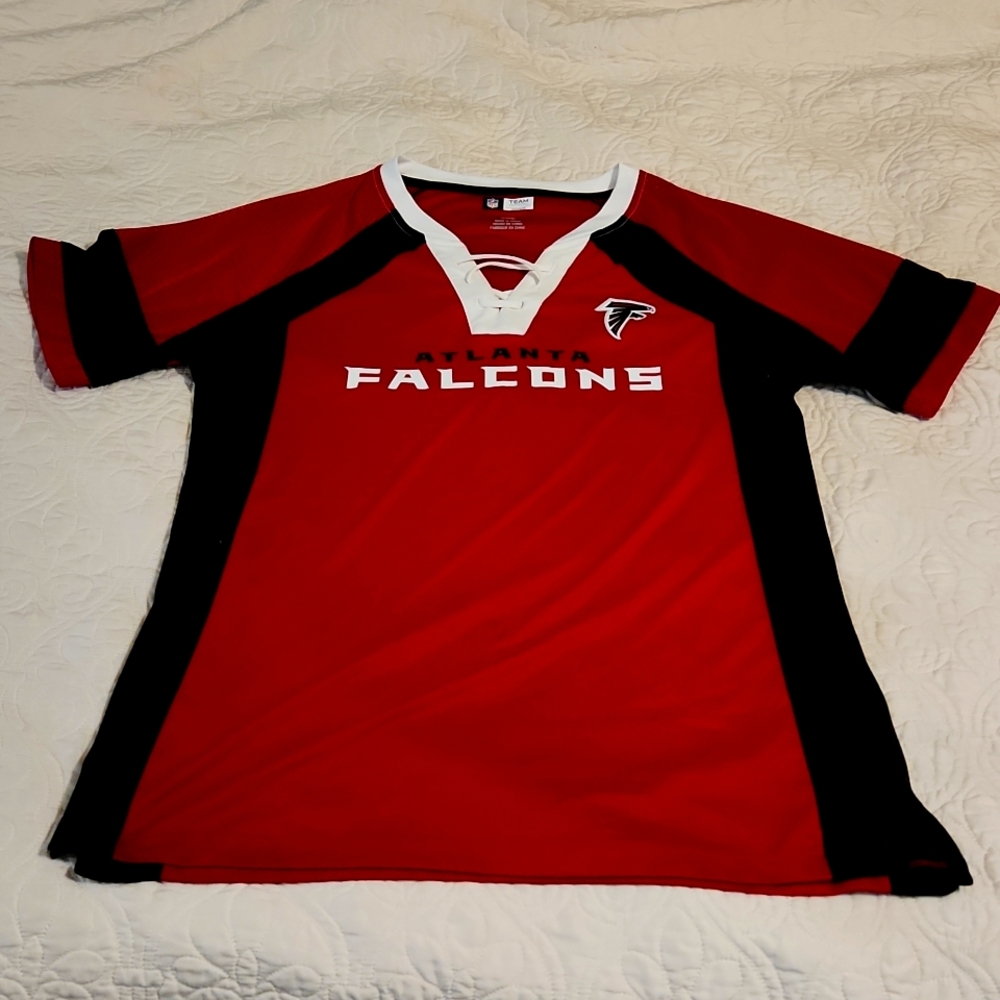 NFL Atlanta Falcons Jersey Women's Large Red and Black and White